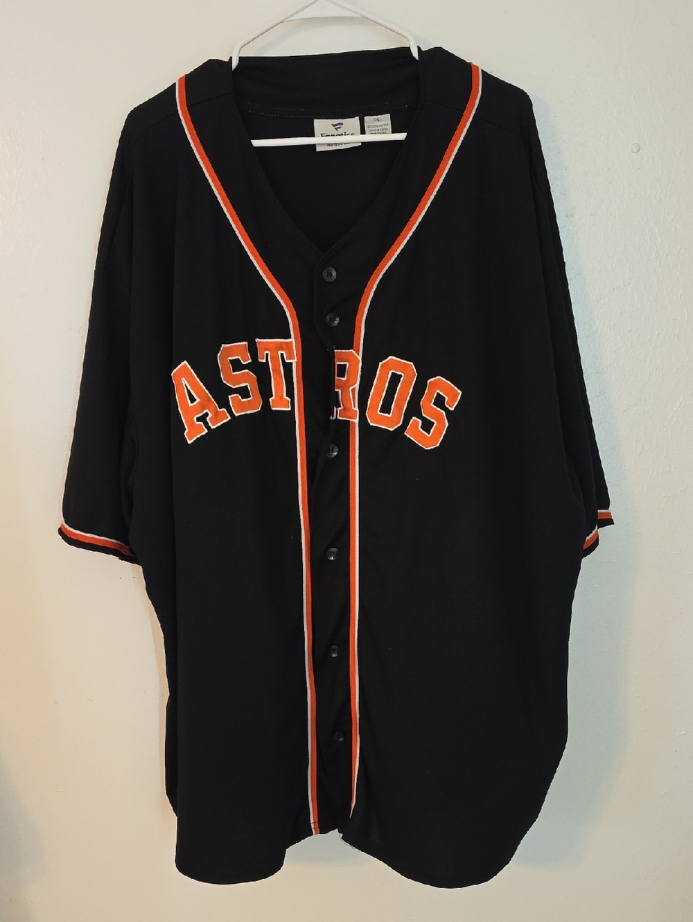 Fanatics Houston Astros Button Up Baseball Jersey Men's Size 5XL Black / Orange
